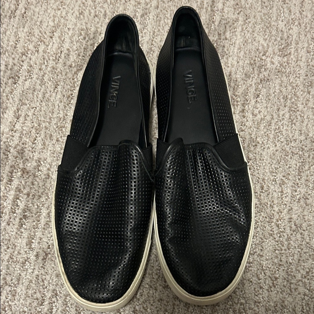 Vince Black Perforated Slip-On Sneakers